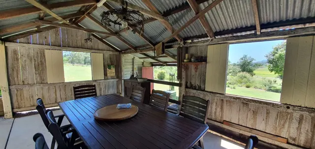 Country views from the shed dining table