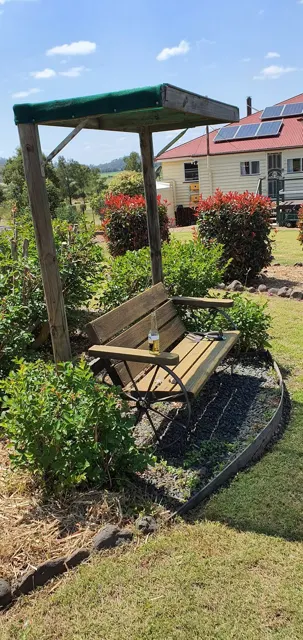 A sheltered seat in the garden