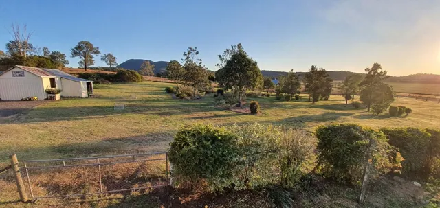 Early morning light over the property