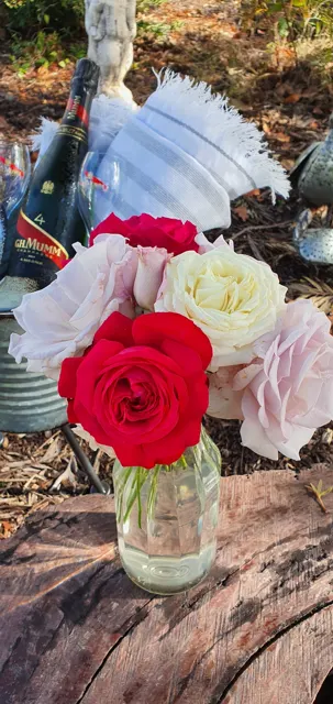 Freshly picked garden roses