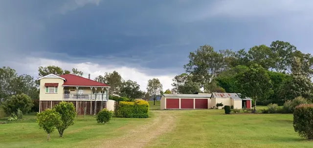 The farmhouse and surrounding gardens