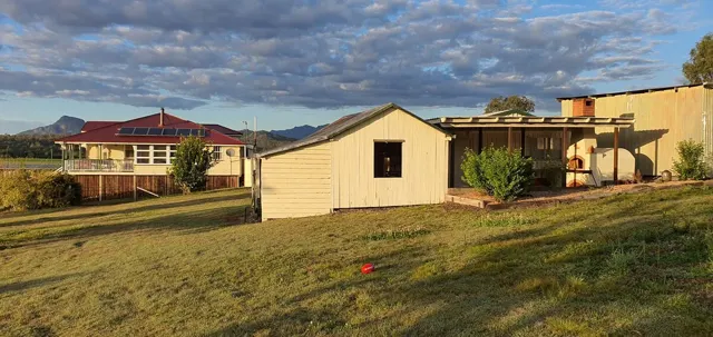 Country outbuildings at golden hour