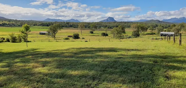 Farmland and the mountain horizon