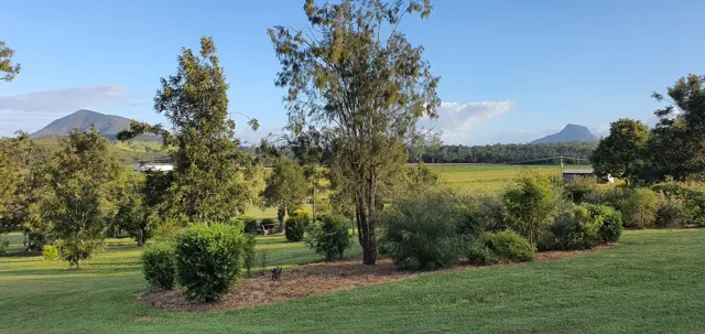 The gardens and mountain backdrop