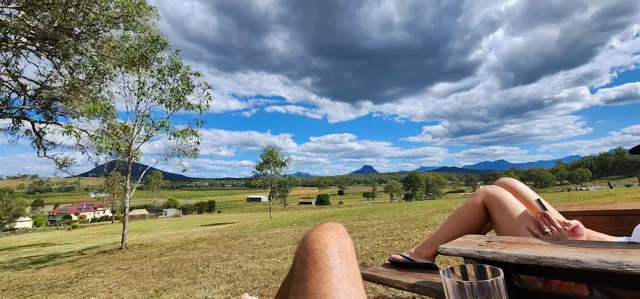 A slow afternoon with a mountain view