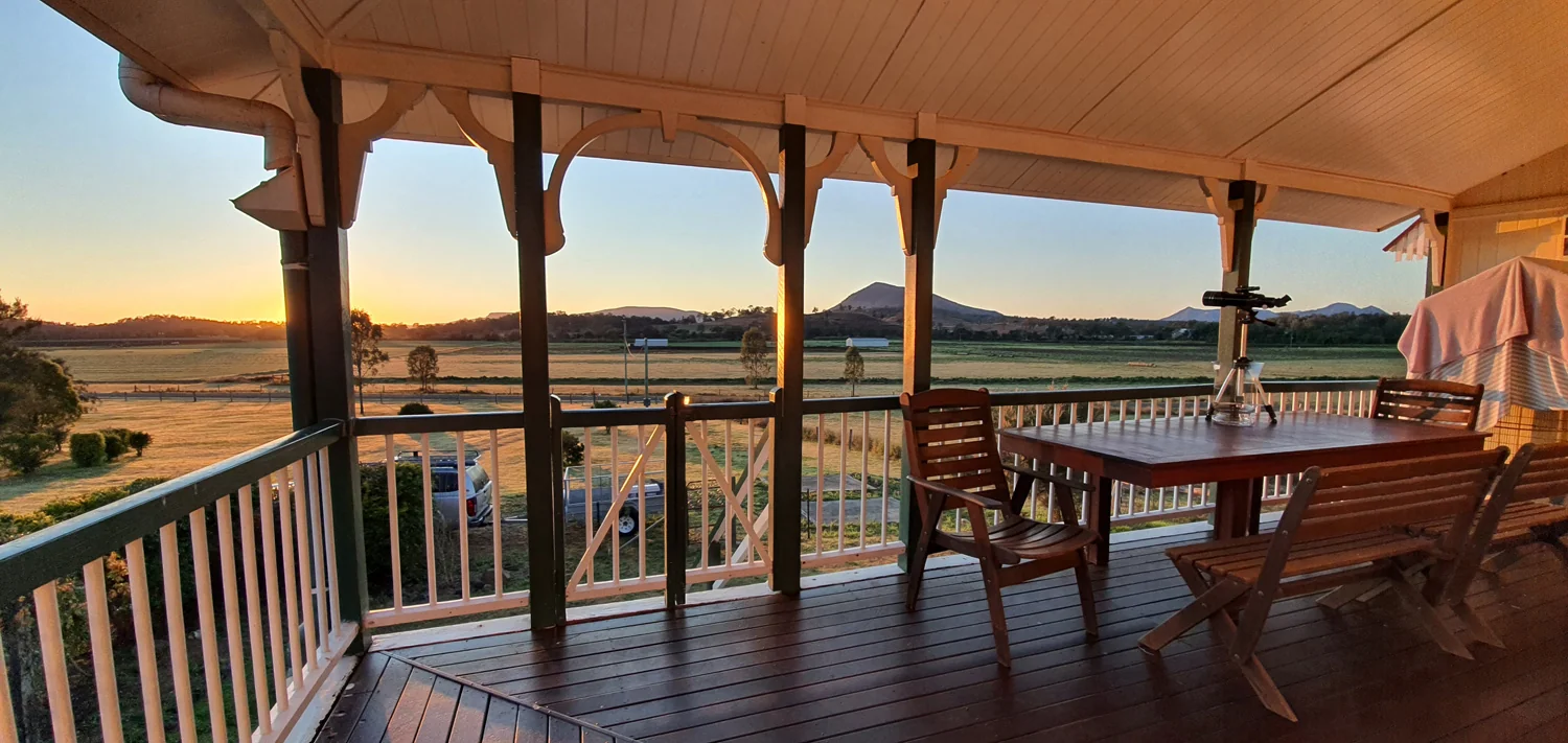 Sunset from the farmhouse verandah